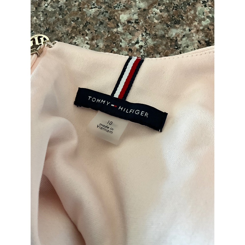 Tommy Hilfiger Pink Ruffle Sleeve V Neck‎ Dress Women Size 10 - Picture 10 of 10